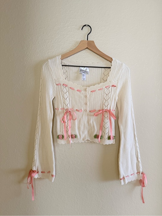 Betsey Johnson Sweaters - Forever 21 Betsey Johnson Floral Crochet Cardigan Sweater